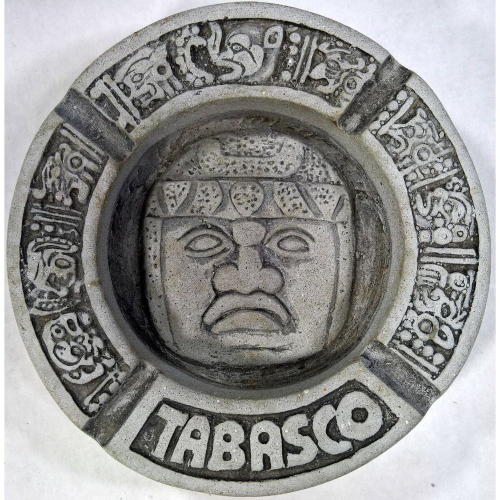 VTG Tabasco - 5.5in Stone/Ceramic Ash Tray - Aztec/Mexican/Inca Theme